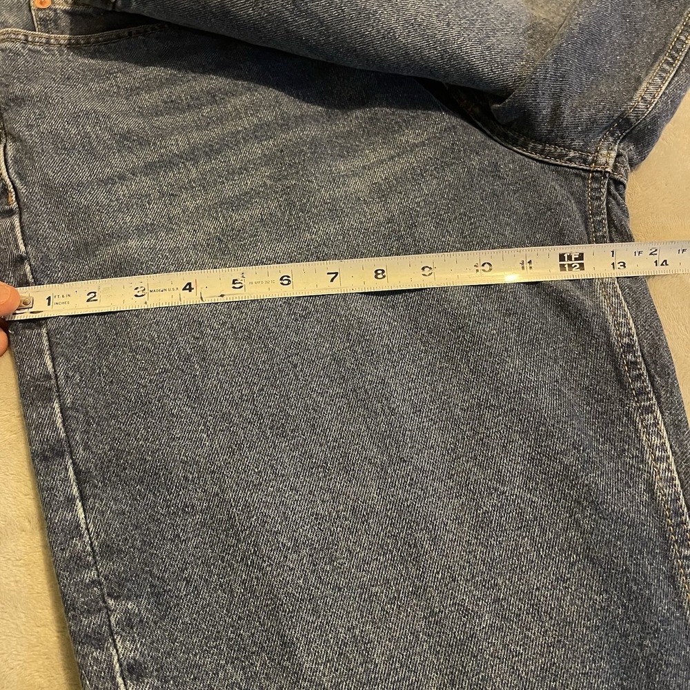 MNG Mango Havana Jeans Women 46 Blue Straight High Waist Cropped‎ Button Fly - Picture 15 of 16